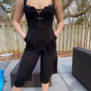 Black Lace Up Romper